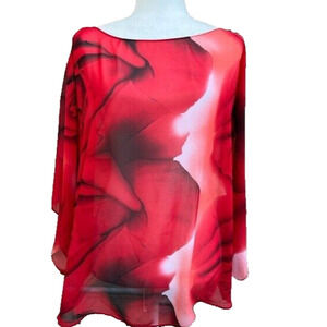 Naomy women poncho summer rose top one size poncho flower beachy boho A000187